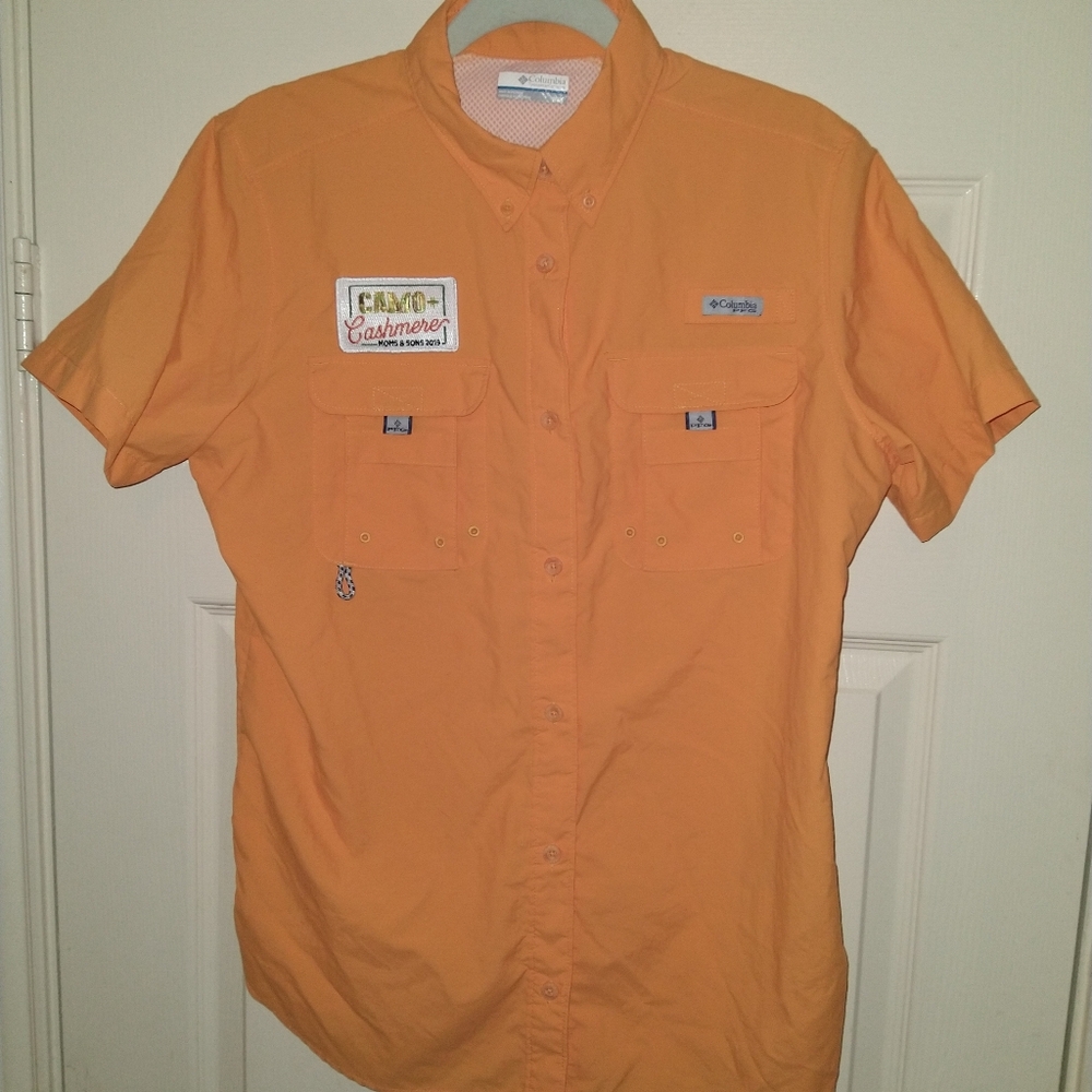 Columbia PFG Orange Vented Outdoor Fishing Shirt Men's sz Medium